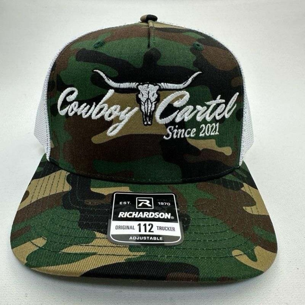 Cowboy Cartel Richardson Curve Bill Trucker Mesh Snapback Cap Hat Camo Emb